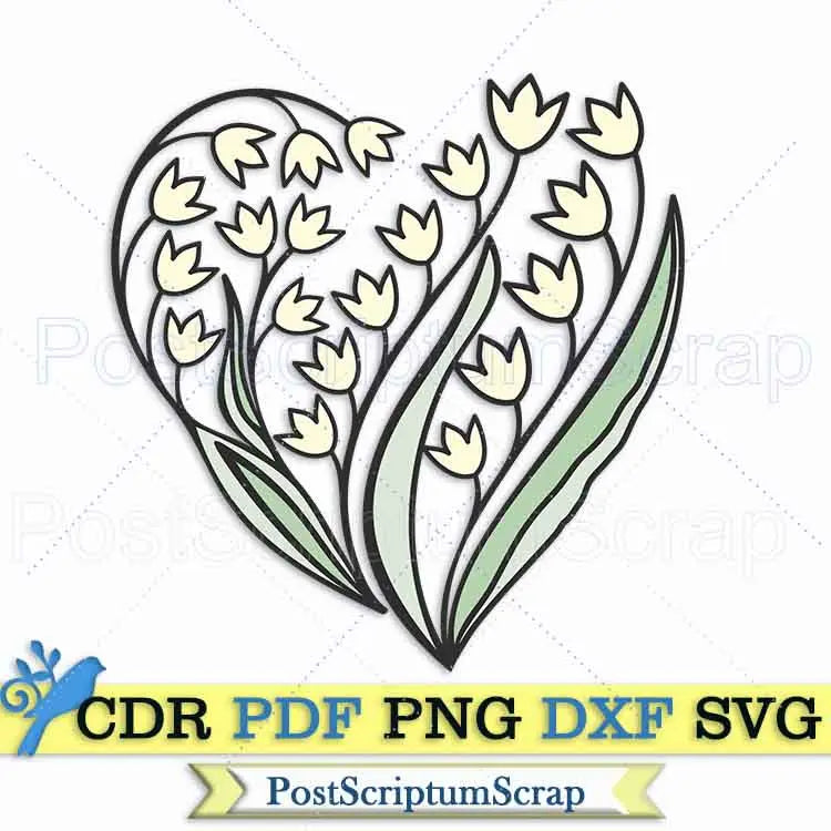 Lily of the valley svg clipart wreath spring floral frame PostScriptum Scrap