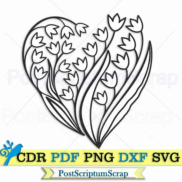 Lily of the valley svg clipart wreath spring floral frame PostScriptum Scrap