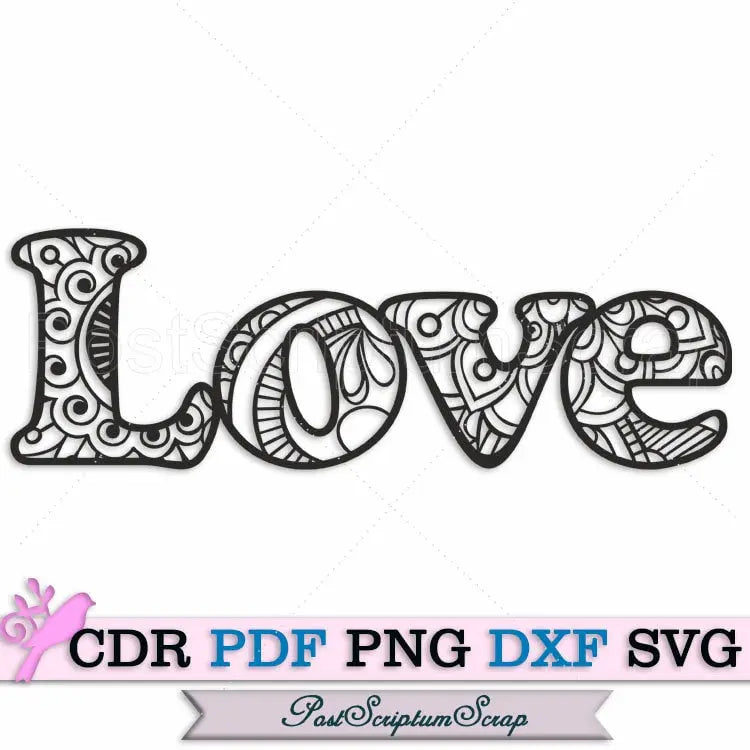 Love quote svg clipart zentagle boho flower wedding PostScriptum Scrap