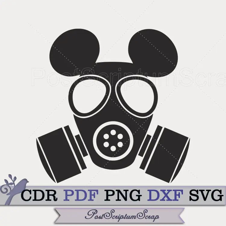 Mickey Mouse SVG gas mask silhouette cricut clipart PostScriptum Scrap