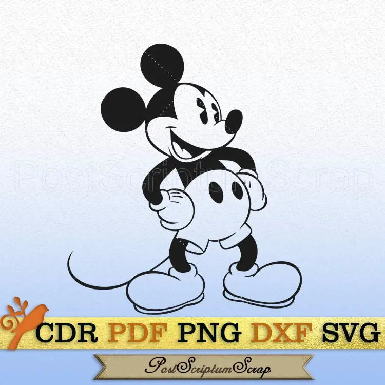 Mickey Mouse svg vintage cut silhouette cricut PostScriptum Scrap