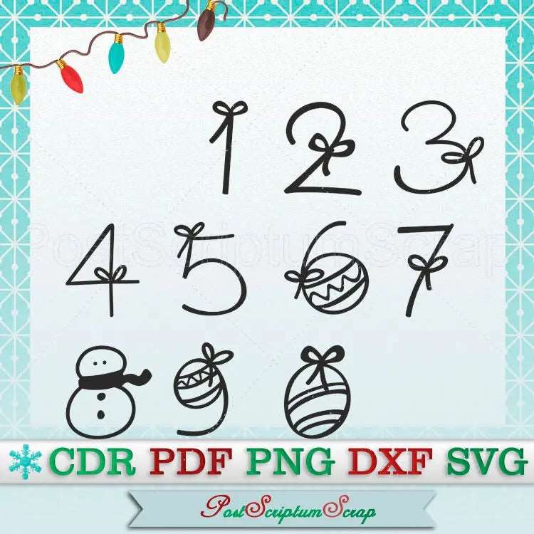 Numbers merry christmas cut file svg vector xmas sfont cricut winter clipart letter alphabet PostScriptum Scrap