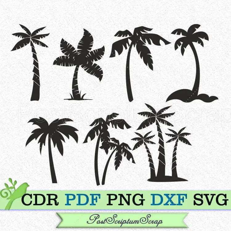 Palm tree svg beach tropical vacation files for cricut png PostScriptum Scrap