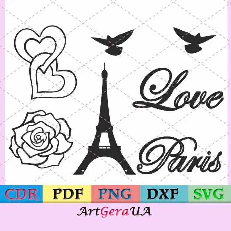 Paris bundle svg vacation love png cricut travel france PostScriptum Scrap