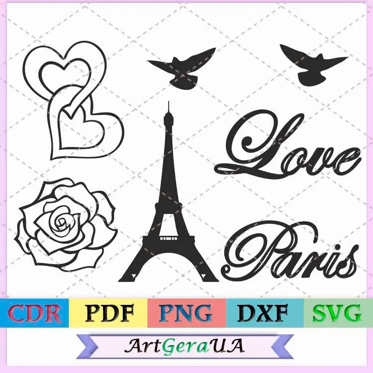 Paris bundle svg vacation love png cricut travel france PostScriptum Scrap