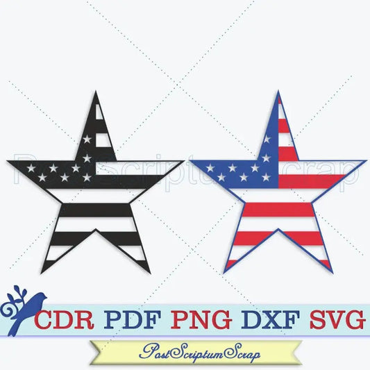 Patriotic star svg american flag july 4th usa military memorial army party freedom PostScriptum Scrap