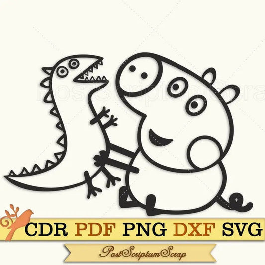 Pig George svg baby dinosaur peppa brother png dino clipart cartoon kids PostScriptum Scrap