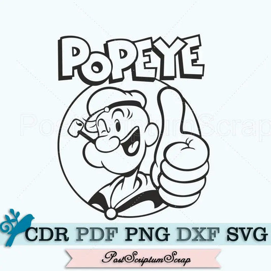 Popeye svg children clipart cartoon png cricut kids tshirt silhouette PostScriptum Scrap