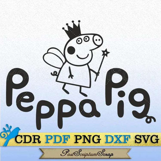 Princess Peppa svg pig clipart vector printable birthday PostScriptum Scrap