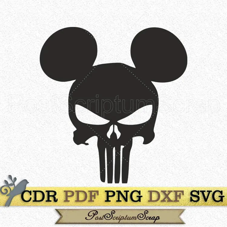 Punisher Mickey svg mouse skull PostScriptum Scrap