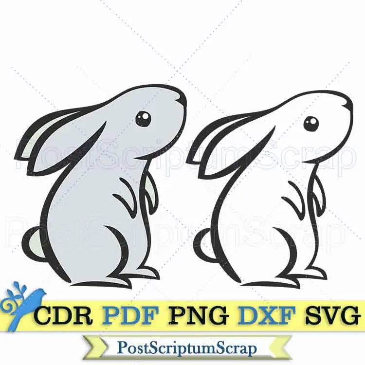 Rabbit easter svg clipart dxf silhouette cute animals PostScriptum Scrap