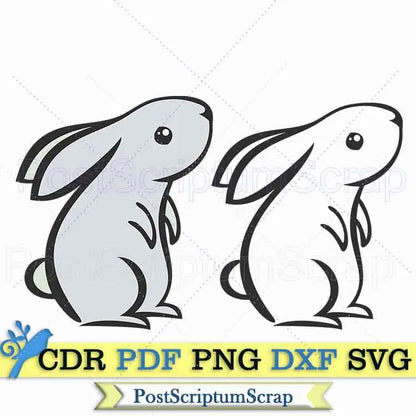 Rabbit easter svg clipart dxf silhouette cute animals PostScriptum Scrap