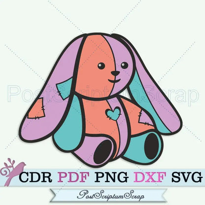 Rabbit quilt svg bunny sewing quilting block doll baby cartoon girl PostScriptum Scrap