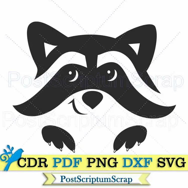 Raccoon svg silhouette clipart woodland animal cute PostScriptum Scrap