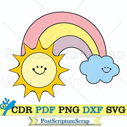 Rainbow baby svg sun kawaii clipart cloud baby shower children PostScriptum Scrap