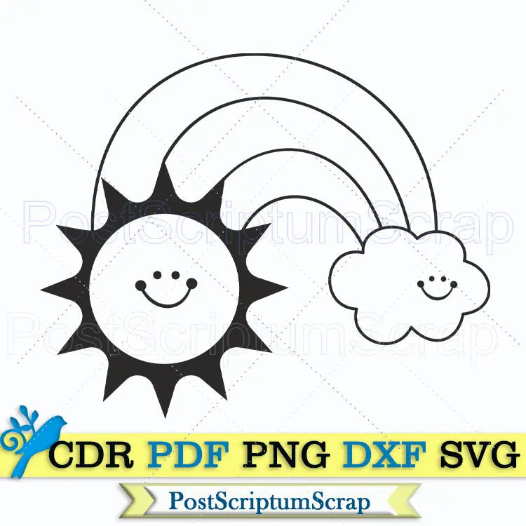 Rainbow baby svg sun kawaii clipart cloud baby shower children PostScriptum Scrap