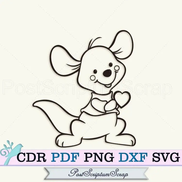 Roo Кangaroo svg winnie the pooh cute animal cartoon vector clipart PostScriptum Scrap