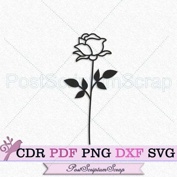 Rose silhouette svg flower clipart botanical stencil PostScriptum Scrap