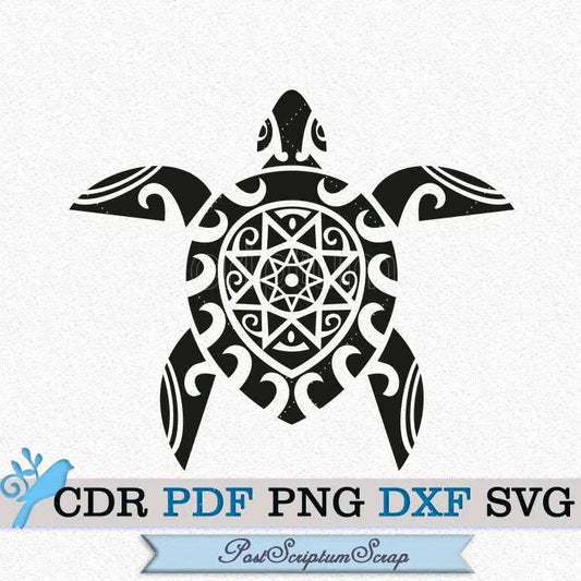 Sea turtle hawaiian svg tattoo clipart beach ocean polynesian animals tropical PostScriptum Scrap