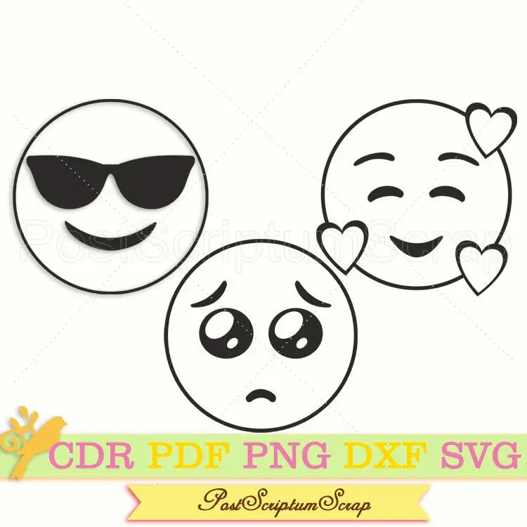 Smiley svg Emoji face clipart cricut png - PostScriptumScrap