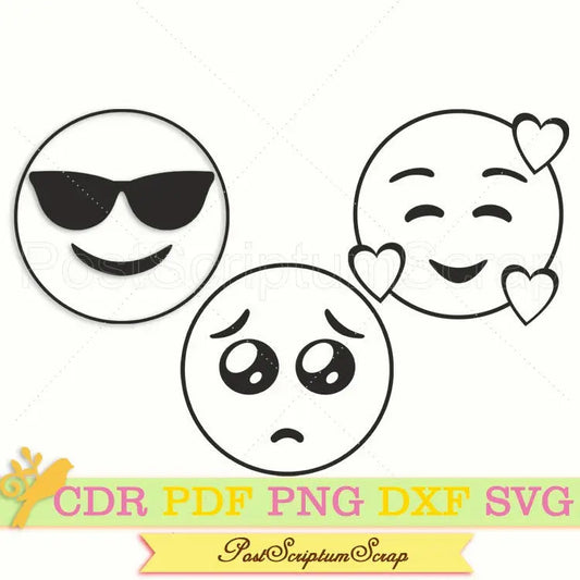 Smiley svg Emoji face clipart cricut png PostScriptum Scrap