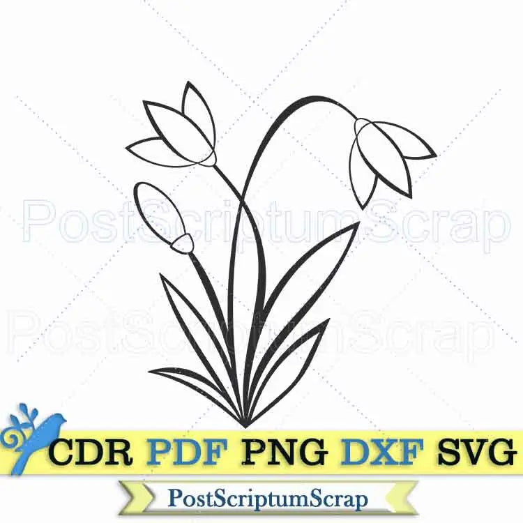 Snowdrop flower svg bouquet botanical spring PostScriptum Scrap