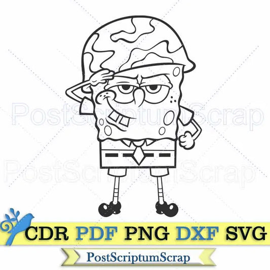 Spongebob military svg png cartoon kids clipart silhouette cricut PostScriptum Scrap