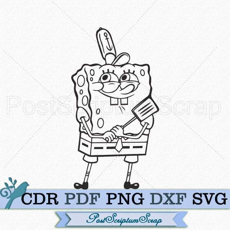 Spongebob png kids clip art cut cartoon svg files design silhouette t-shirt cricut decor PostScriptum Scrap