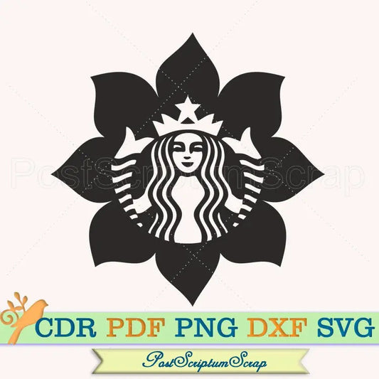 Starbucks Sunflower svg flower logo png coffee cup cricut PostScriptum Scrap