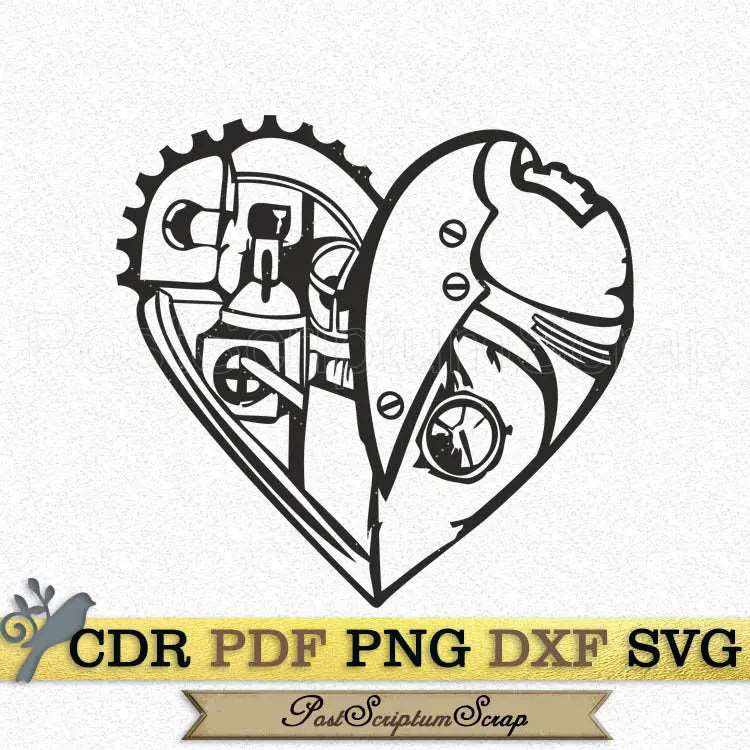 Steampunk Heart svg clipart PostScriptum Scrap