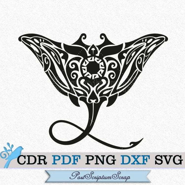 Stingray tattoo svg animals manta ray hawaiian ocean polynesian tropical clipart under the sea marine PostScriptum Scrap