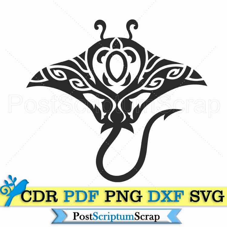 Sting ray svg polynesian tattoo