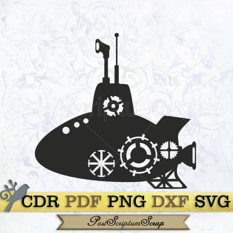 Submarine svg steampunk clipart dxf vector PostScriptum Scrap