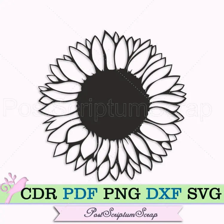 Sunflower svg flower clipart png summer cricut botanical stencil nature PostScriptum Scrap