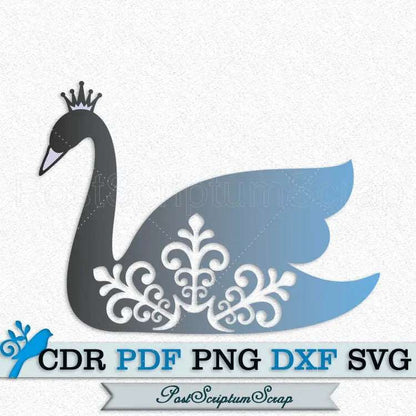 Swan princess svg clipart png crown animal bird silhouette vector PostScriptum Scrap