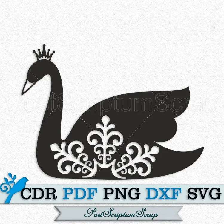 Swan princess svg clipart png crown animal bird silhouette vector PostScriptum Scrap