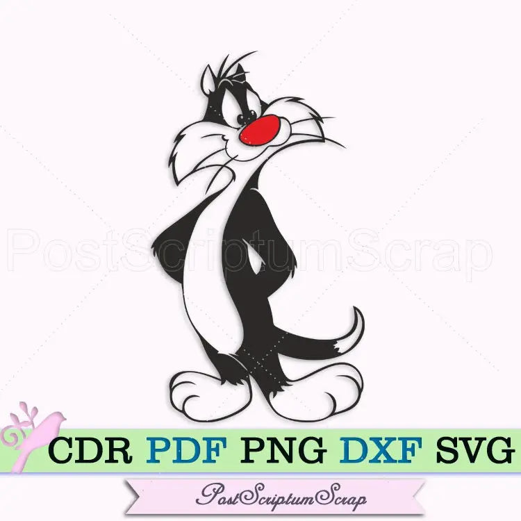 Sylwester Cat svg clipart png silhouette cute animal dxf PostScriptum Scrap