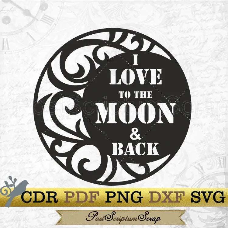 To the moon and back svg print wedding love printable PostScriptum Scrap