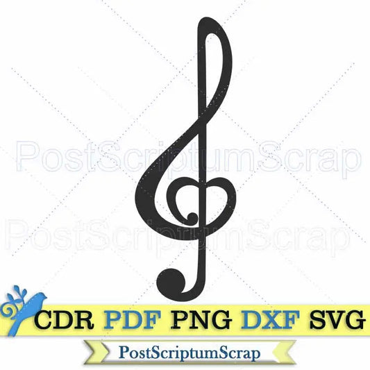 Treble clef svg musical notes wedding heart dxf cricut PostScriptum Scrap