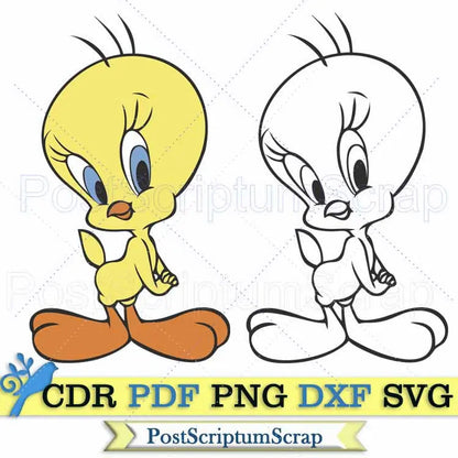 Tweety bird svg chicken cartoon  clipart png PostScriptum Scrap