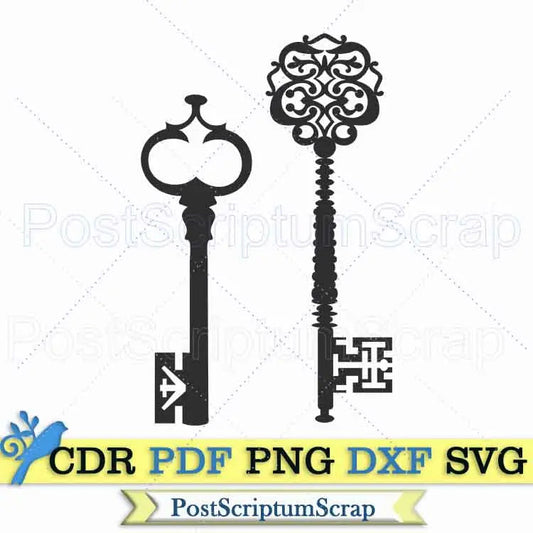 Vintage keys svg steampunk vector victorian PostScriptum Scrap