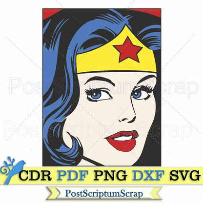 Wonder Woman svg superhero vintage PostScriptum Scrap