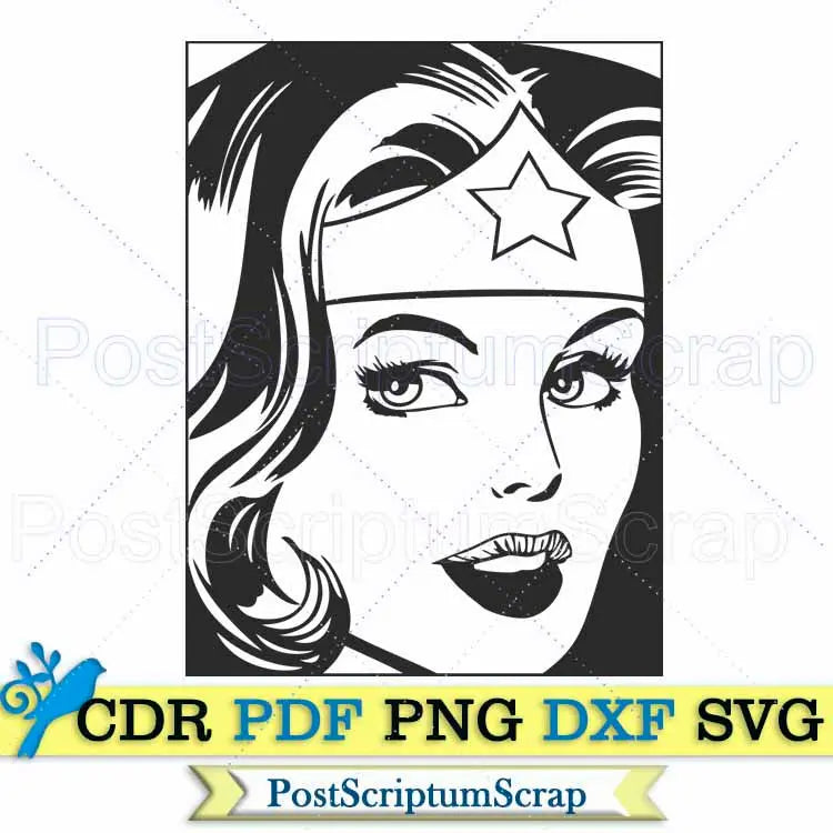 Wonder Woman svg superhero vintage PostScriptum Scrap