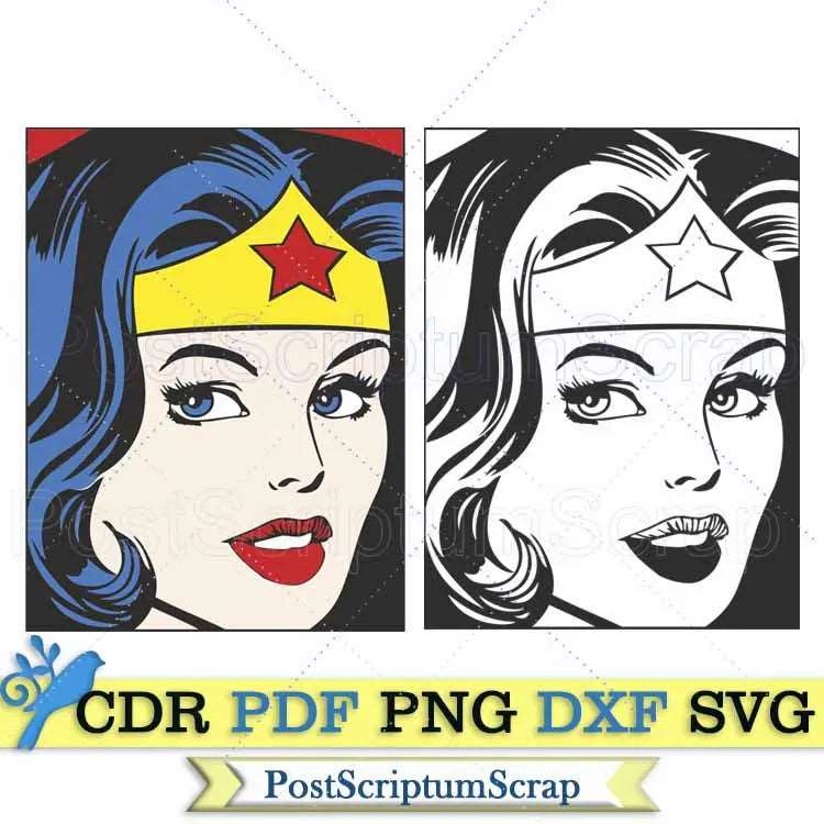 Wonder Woman svg superhero vintage PostScriptum Scrap