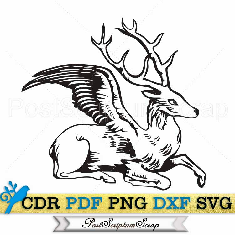 Peryton Deer svg wings mythical clipart