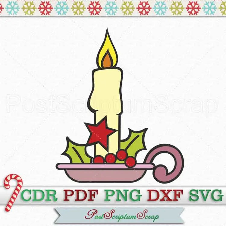 Сhristmas candle svg clipart PostScriptum Scrap