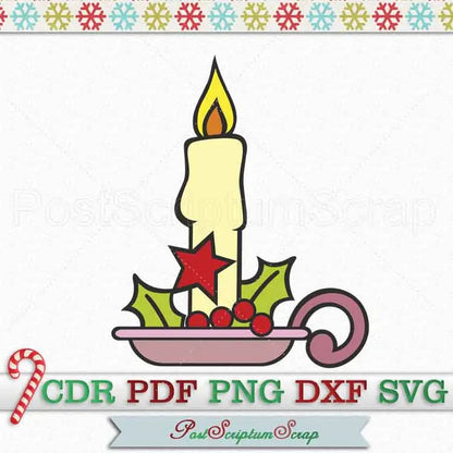 Сhristmas candle svg clipart PostScriptum Scrap