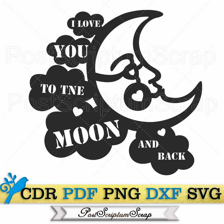 Moon svg decor love you bride sign